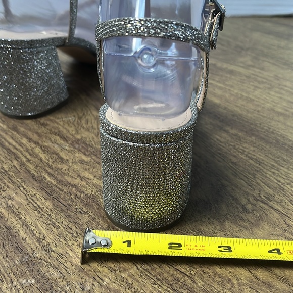 Nina Block Heel Evening Sandals Silver Strap Sandals Heels Size 6.5 - Picture 13 of 15